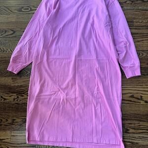 Pink bubble gum Samsoe Samsoe long sleeve cotton midi dress basic